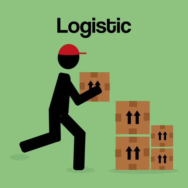 Travailleur Service Logistique Silhouette Vectoriel Illustration Conception — Image vectorielle