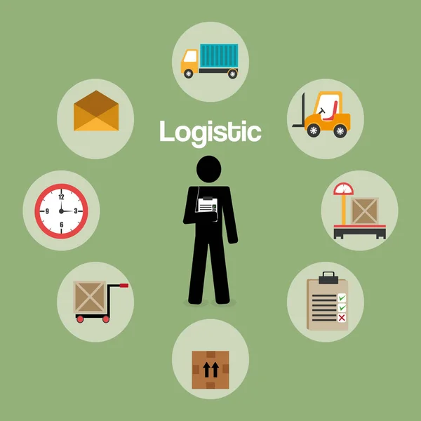 Sylwetka pracownika usługi logistyczne — Wektor stockowy