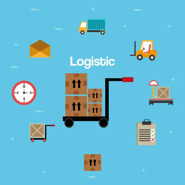 Logistieke service set pictogrammen — Stockvector