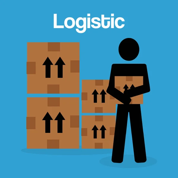 Worker logistic service silhouette — Stock Vector