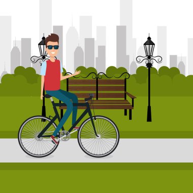 adam bisiklet peyzaj ile