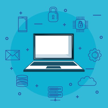 Internet güvenlik simgeleri ile dizüstü bilgisayar