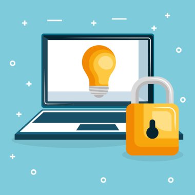 Internet güvenlik simgeleri ile dizüstü bilgisayar