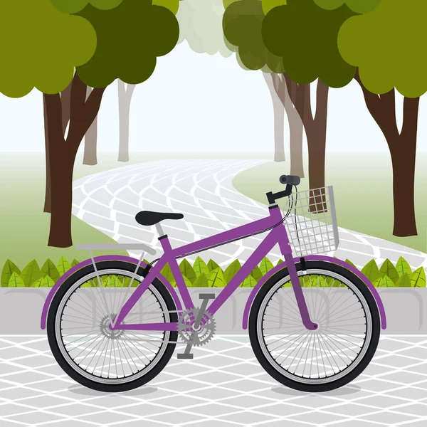 Bicicletta nella scena del parco — Vettoriale Stock