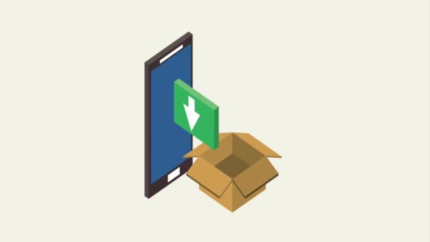 Smartphone box storage downloading and uploading data — Stock Video