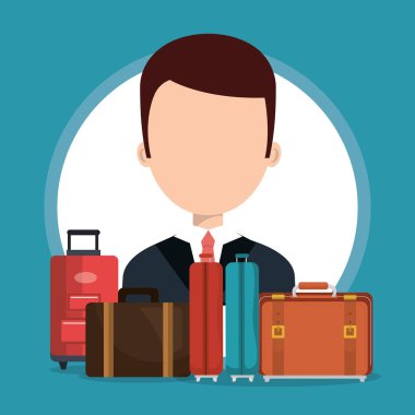 Otel avatar karakter vektör çizim tasarım çalışma deski