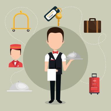 Otel karakter çalışan garson