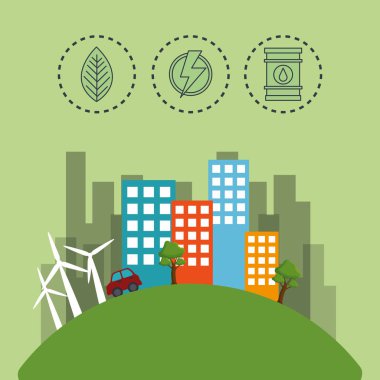 Cityscape sahne çevre dostu