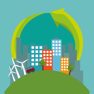 Cityscape sahne çevre dostu