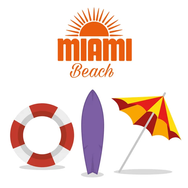Miami playa verano iconos — Vector de stock