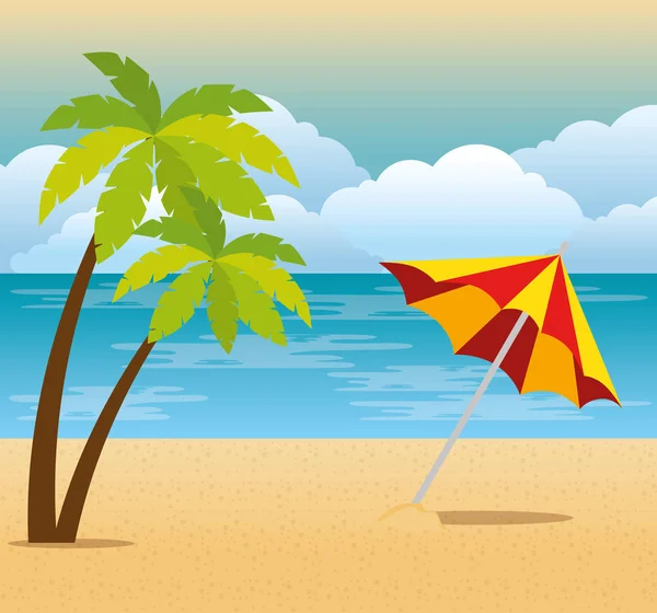 Tropical beach summer scene — Stock Vector