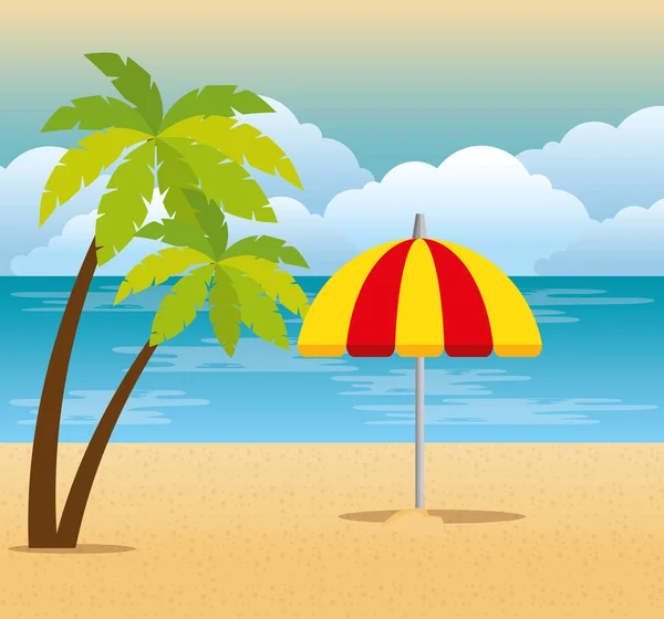 Tropical beach summer scene — Stock Vector