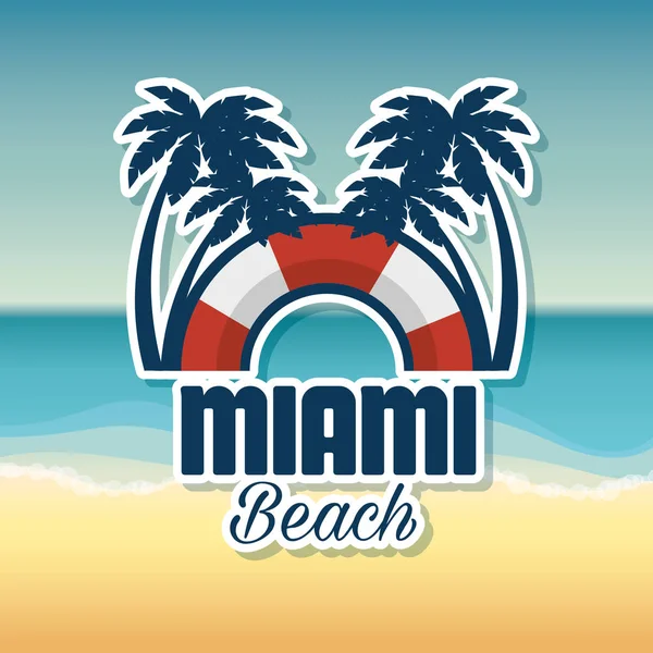 Miami Playa Verano Iconos Vector Ilustración Diseño — Archivo Imágenes Vectoriales