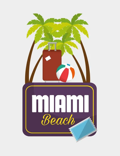 Miami beach yaz simgeler — Stok Vektör