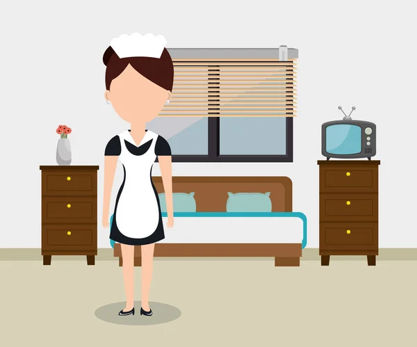 Room service femme travaillant à l'hôtel — Image vectorielle