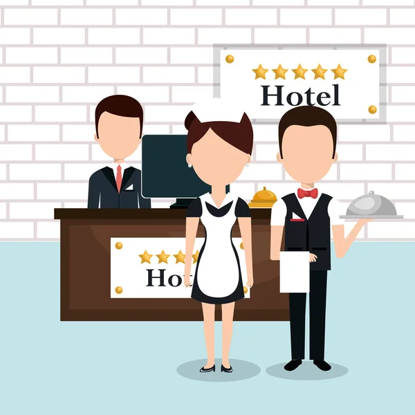 Hotel zaměstnanci avatary znaky — Stockový vektor