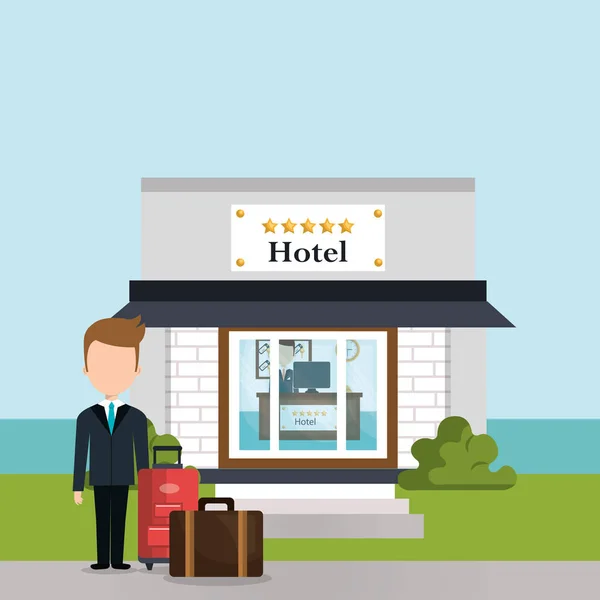 Hotel modern werkende avatar karakter — Stockvector