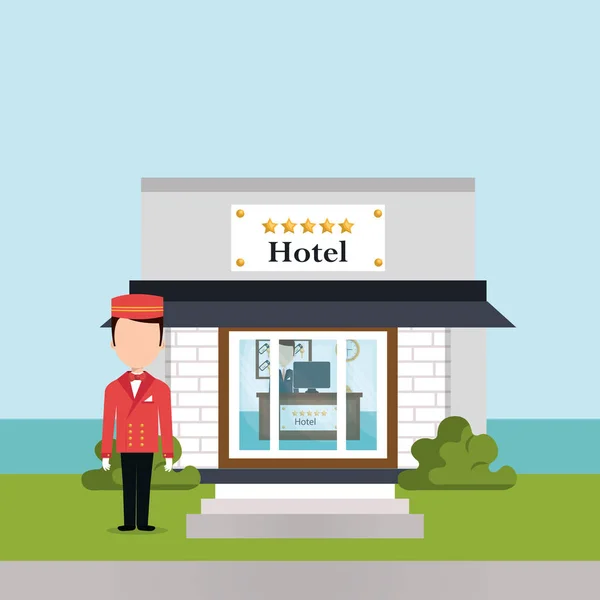 Bellboy working in the hotel person — стоковый вектор