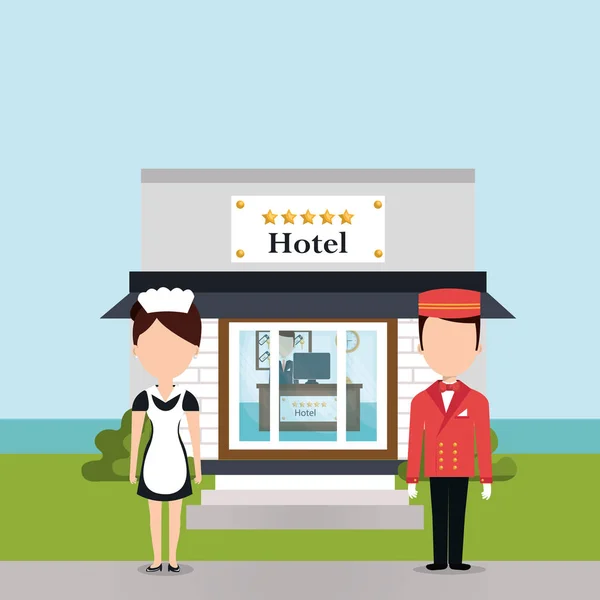 Hotel lavoratori avatar personaggi — Vettoriale Stock