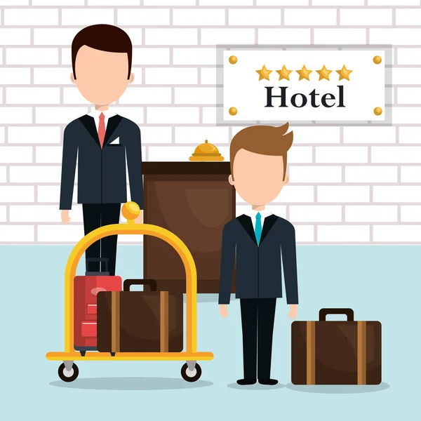 Trabalhadores do hotel avatares caracteres —  Vetores de Stock