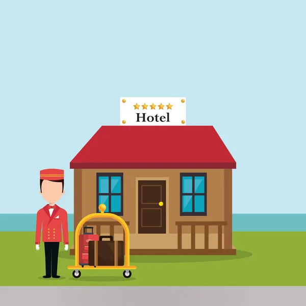 Bellboy working in the hotel character — Stock Vector