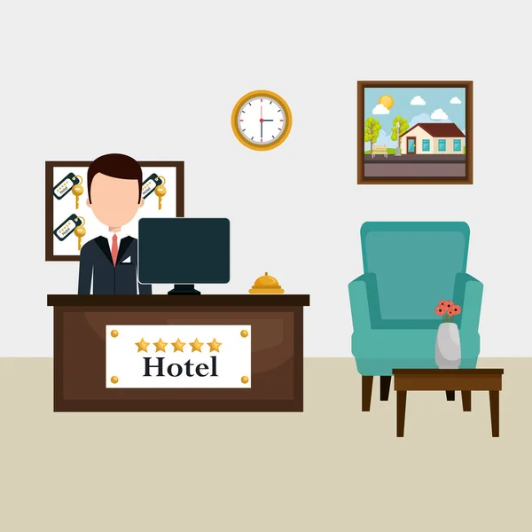 Hotel receptionist arbetar avatar — Stock vektor