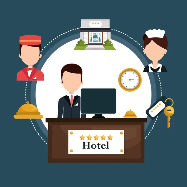 Recepcionista do hotel trabalhando avatar —  Vetores de Stock