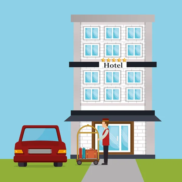 Groom travaillant dans le caractère de l'hôtel — Image vectorielle