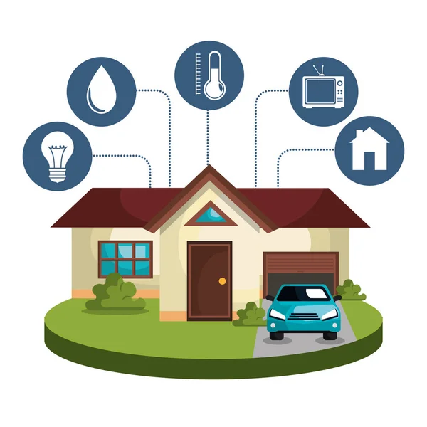 Iconos de la tecnología del hogar inteligente conjunto — Archivo Imágenes Vectoriales