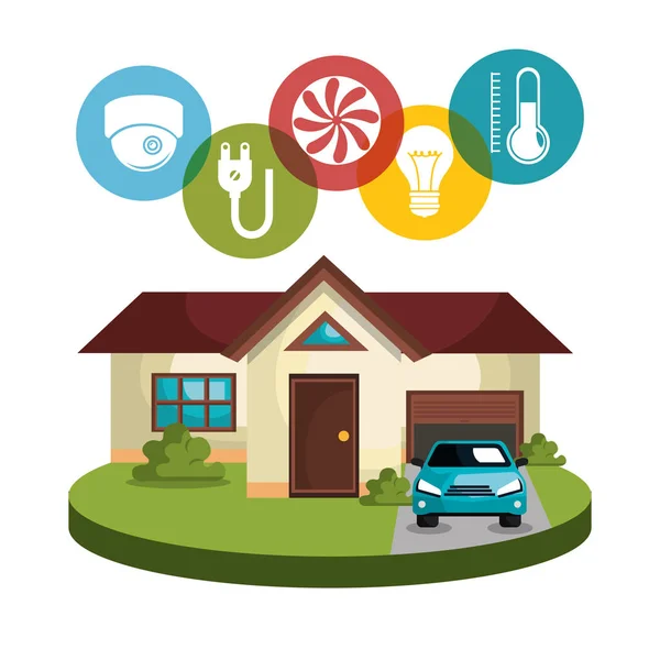 Smart home technology set icons — Stock Vector