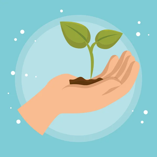 Handheben Pflanze Ökologie Symbol — Stockvektor