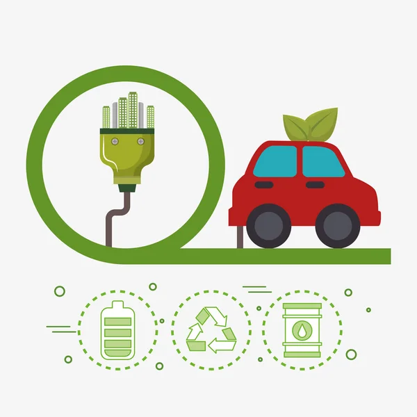 Écologie voiture véhicule icônes — Image vectorielle