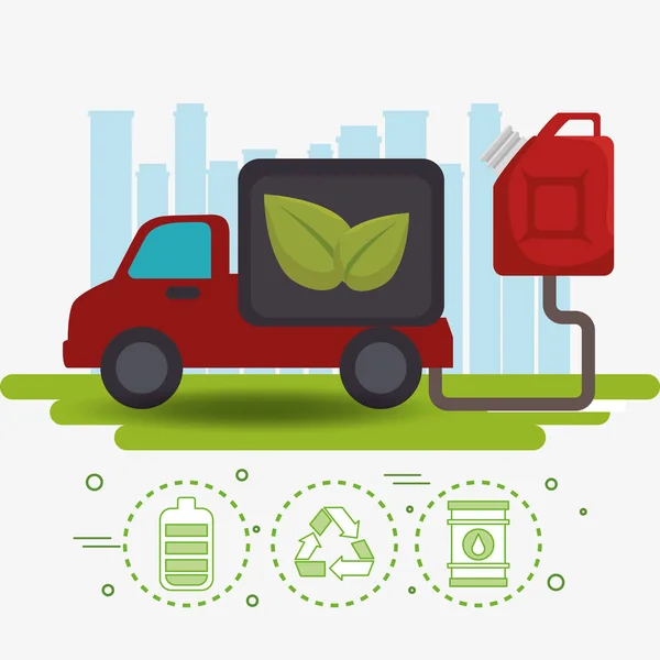 Écologie voiture véhicule icônes — Image vectorielle