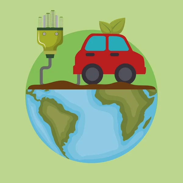 Ecología coche vehículo iconos — Archivo Imágenes Vectoriales