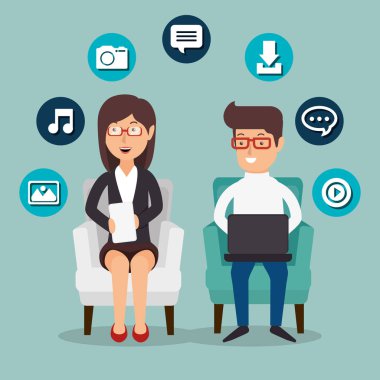 insanlar sosyal medya simgeleri ile çalışma