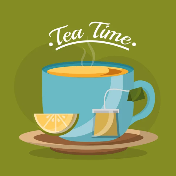 Hora del té relacionada — Vector de stock