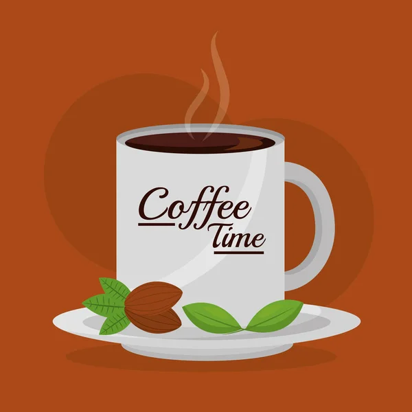 Tempo di caffè correlato — Vettoriale Stock