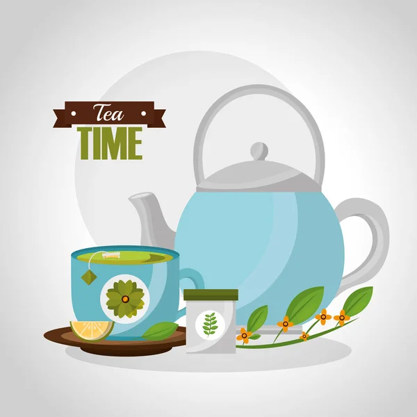 コーヒーと紅茶の時間 — ストックベクタ
