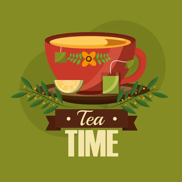 Café e chá hora — Vetor de Stock