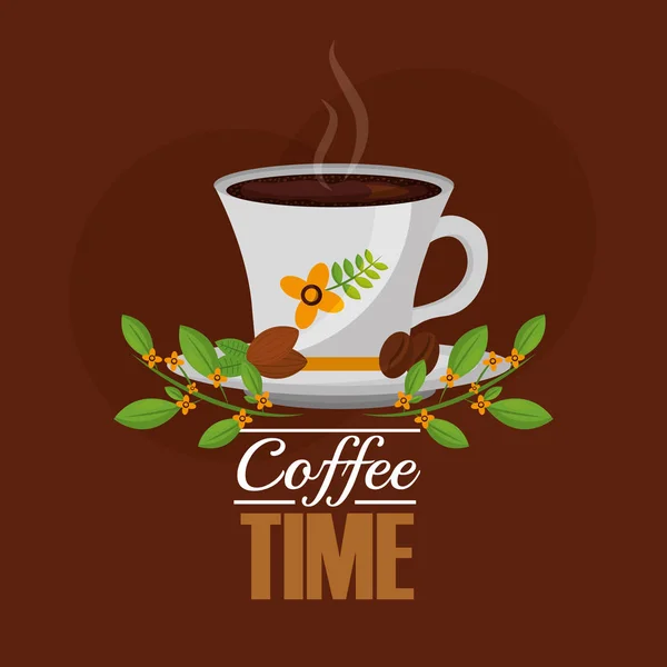 Hora del café y el té — Vector de stock