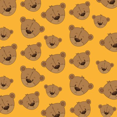 sevimli ayı teddy kafaları desen