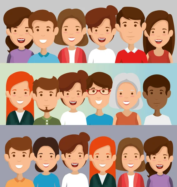 Group of friends characters — Stock Vector