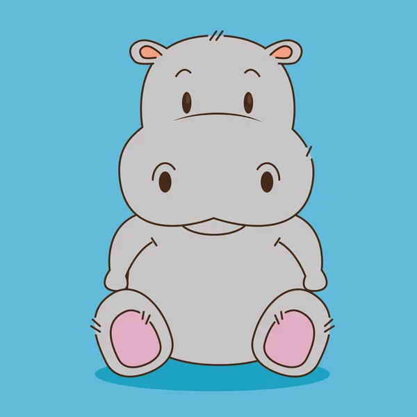 Mignon petit personnage hippopotame — Image vectorielle