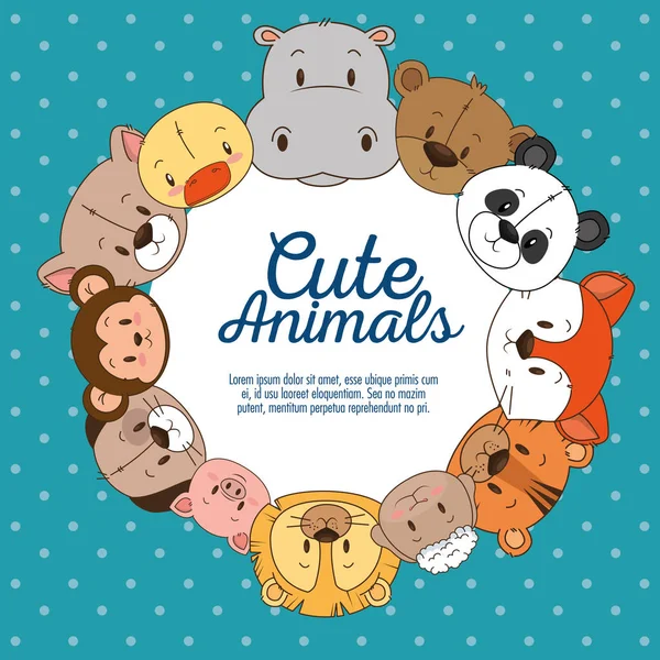 Pequeño y lindo grupo de animales — Vector de stock