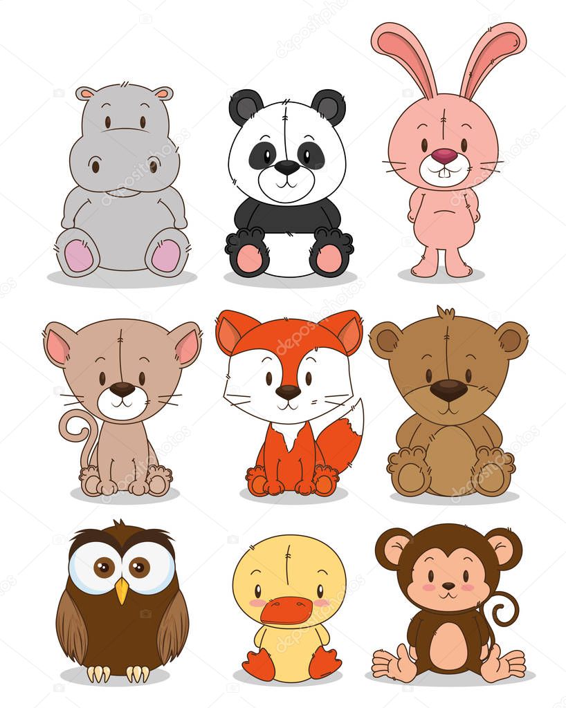 little cute animals group