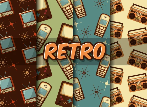 Retro Vintage Vertikální Technologie Starožitný Design Vektorové Ilustrace — Stockový vektor