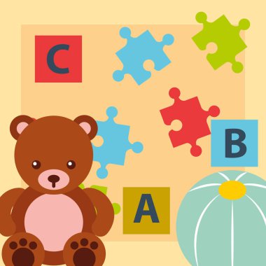 Teddy top bloklar alfabesi ve bulmacalar oyuncak ayı