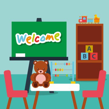 sınıf kinder kara tahta oyuncak abacus blok alfabe raf