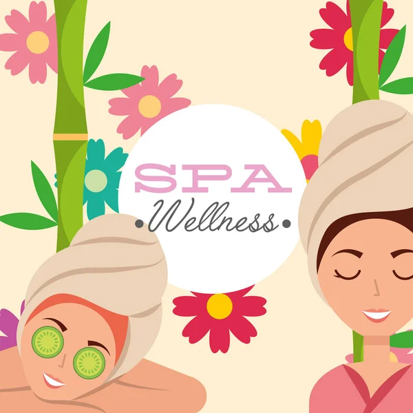 Mulher spa wellness — Vetor de Stock