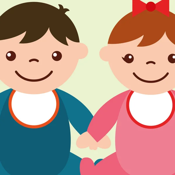 Χαριτωμένο μικρό παιδί αγόρι και κορίτσι, κρατώντας τα χέρια — Διανυσματικό Αρχείο